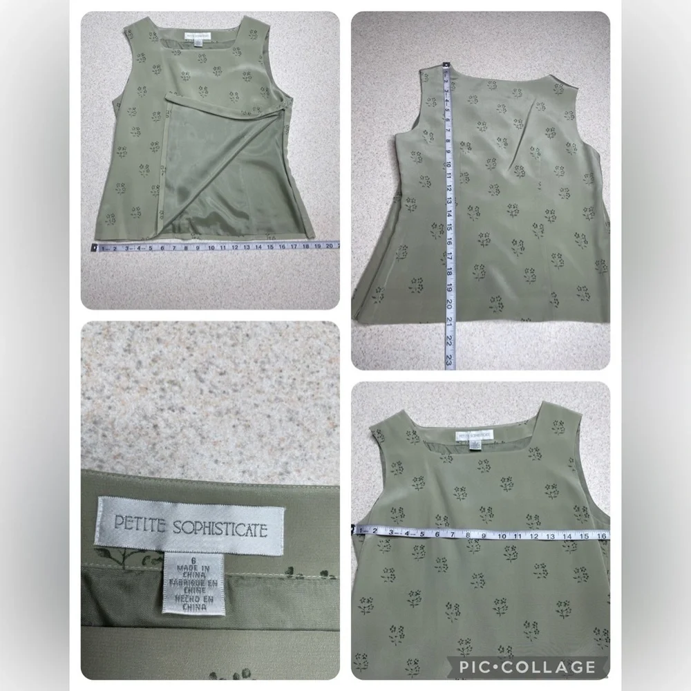4 Piece Silk Suits Jacket, Dress, Beaded Shell, Pants Sage Green Sz 4,8,6,and 10 - Picture 11 of 14